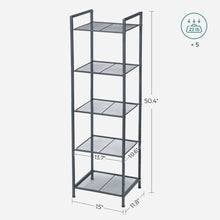Load image into Gallery viewer, SONGMICS Bathroom Shelf 5-Tier Storage Rack with Adjustable Shelf Black BSC35BK
