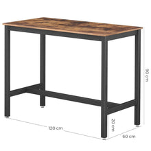 Load image into Gallery viewer, VASAGLE Bar Table Industrial Kitchen Table Dining Table With Solid Metal Frame for Cocktails Bar Party Cellar Restaurant Living Room Wood Look LBT91X
