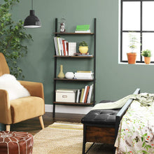 Load image into Gallery viewer, VASAGLE Ladder Shelf 4-Tier Rustic Brown and Black LLS43BX
