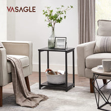 Load image into Gallery viewer, VASAGLE Side Table Set of 2 Charcoal Gray and Black with Storage Shelf LET272B16
