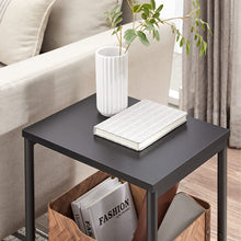 Load image into Gallery viewer, VASAGLE Side Table Set of 2 Charcoal Gray and Black with Storage Shelf LET272B16
