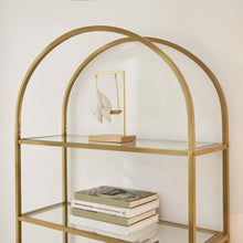 Load image into Gallery viewer, VASAGLE Bookshelf 5 Tier Tempered Glass with Gold Metal Frame LGT050A01
