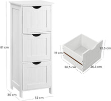 Load image into Gallery viewer, VASAGLE Floor Cabinet with 3 Drawers White BBC50WT
