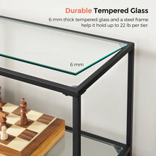 Load image into Gallery viewer, VASAGLE Storage Rack Console Sofa Table with 3 Shelves Steel Frame Tempered Glass Shelf Modern Style Black
