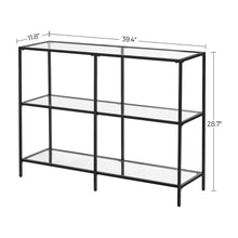 Load image into Gallery viewer, VASAGLE Storage Rack Console Sofa Table with 3 Shelves Steel Frame Tempered Glass Shelf Modern Style Black
