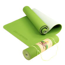Load image into Gallery viewer, Powertrain Eco-Friendly Dual layer 8mm Yoga Mat | Lime Green | Non-Slip Surface, and Carry Strap for Ultimate Comfort and Portability
