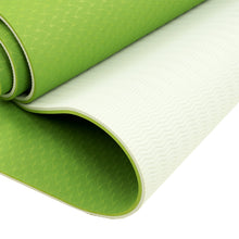 Load image into Gallery viewer, Powertrain Eco-Friendly Dual layer 8mm Yoga Mat | Lime Green | Non-Slip Surface, and Carry Strap for Ultimate Comfort and Portability
