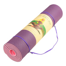 Load image into Gallery viewer, Powertrain Eco-Friendly Dual Layer 8mm Yoga Mat | Purple | Non-Slip Surface and Carry Strap for Ultimate Comfort and Portability
