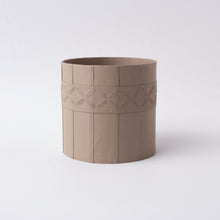 Load image into Gallery viewer, Tree Stripes Leather Look Cylinder Pot - Beige (Large)

