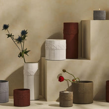 Load image into Gallery viewer, Tree Stripes Leather Look Cylinder Pot - White (Extra Large)
