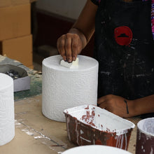 Load image into Gallery viewer, Tree Stripes Cylinder Pot Diwali - White (Large)
