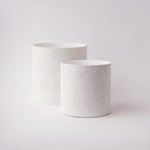 Load image into Gallery viewer, Tree Stripes Cylinder Pot Diwali - White (Large)
