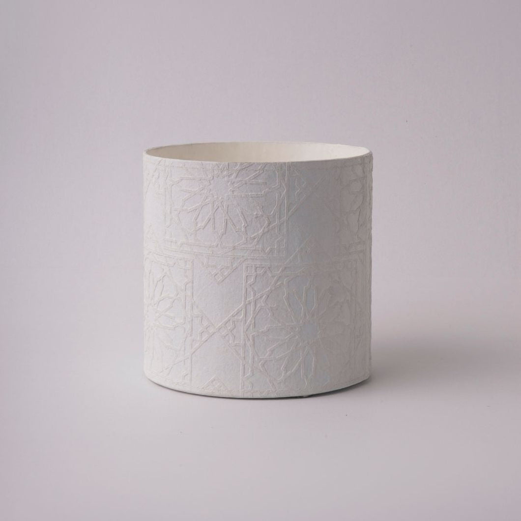 Tree Stripes Cylinder Pot Diwali - White (Large)