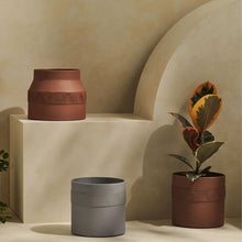Load image into Gallery viewer, Tree Stripes Cylinder Pot Kilima - Light Grey (Large)

