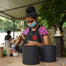 Load image into Gallery viewer, Tree Stripes Cylinder Pot Monstera - Black (Small)
