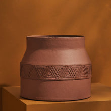 Load image into Gallery viewer, Tree Stripes Matki Pot Kilima - Rustic Brown (Medium)
