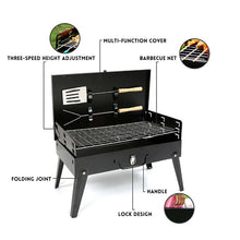 Load image into Gallery viewer, Folding Picnic Camping Charcoal BBQ Grill Adjustable Height Portable Garden Barbecue Grill Broiler Outdoor Cooking Tool
