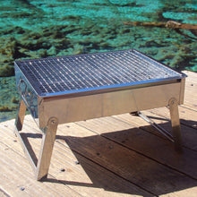 Load image into Gallery viewer, Charcoal BBQ Grill Stainless Steel Portable Outdoor Steel Rack Roaster Smoker
