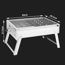 Load image into Gallery viewer, Charcoal BBQ Grill Stainless Steel Portable Outdoor Steel Rack Roaster Smoker
