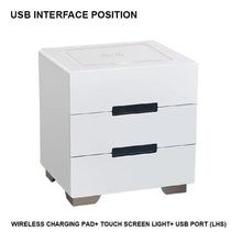 Load image into Gallery viewer, Smart Bedside Tables Side 3 Drawers Wireless Charging USB Left Hand Nightstand LED Light AU Black

