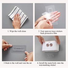 Load image into Gallery viewer, Ecoco Wall-Mounted Toothbrush Holder with 2 Toothpaste Dispensers 4 Cups and 5 Toothbrush Slots Toiletries Bathroom Storage Rack (Pink)
