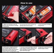 Load image into Gallery viewer, Portable Gas Stove Burner Butane BBQ Camping Gas Cooker With Non Stick Plate Red with Fish Pan and Lid
