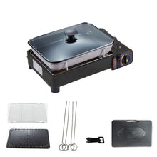 Load image into Gallery viewer, Portable Gas Stove Burner Butane BBQ Camping Gas Cooker With Non Stick Plate Black without Fish Pan and Lid
