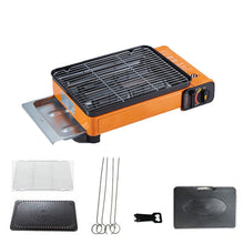 Load image into Gallery viewer, Portable Gas Stove Burner Butane BBQ Camping Gas Cooker With Non Stick Plate Orange without Fish Pan and Lid
