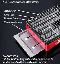 Load image into Gallery viewer, Portable Gas Stove Burner Butane BBQ Camping Gas Cooker With Non Stick Plate Red without Fish Pan and Lid

