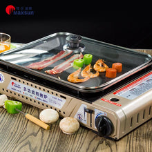 Load image into Gallery viewer, Portable Gas Burner Stove with Inset Non Stick Cooking Pan Cooker Butane Camping 35mm Cooking Pan
