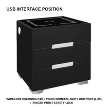 Load image into Gallery viewer, Smart Bedside Tables Side 3 Drawers Wireless Charging USB Right Hand Nightstand LED Light AU
