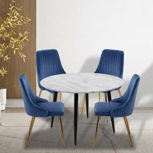 Load image into Gallery viewer, 5PC Round Dining Table and Chair Sets Velvet Blue
