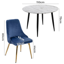 Load image into Gallery viewer, 5PC Round Dining Table and Chair Sets Velvet Blue
