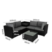 Load image into Gallery viewer, 6PCS Outdoor Modular Lounge Sofa Coogee - Black
