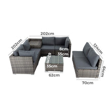 Load image into Gallery viewer, 8PCS Outdoor Furniture Modular Lounge Sofa Lizard - Grey
