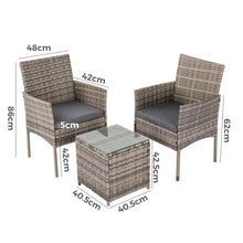 Load image into Gallery viewer, 2 Seater PE Rattan Outdoor Furniture Chat Set- Mixed Grey
