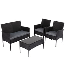 Load image into Gallery viewer, 4 Seater Wicker Outdoor Lounge Set - Black
