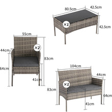 Load image into Gallery viewer, 4 Seater Wicker Outdoor Lounge Set - Mixed Grey
