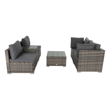 Load image into Gallery viewer, Outdoor Modular Lounge Sofa with Wicker End Table Set
