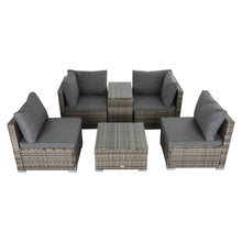 Load image into Gallery viewer, Outdoor Modular Lounge Sofa with Wicker End Table Set
