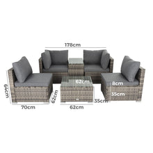 Load image into Gallery viewer, Outdoor Modular Lounge Sofa with Wicker End Table Set
