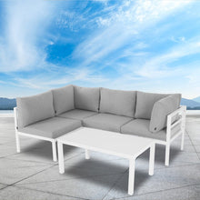 Load image into Gallery viewer, Outdoor White Modern 5 Piece Lounge Set
