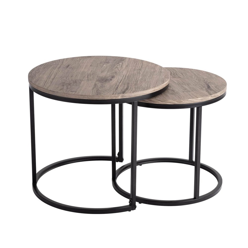 2 Piece Nesting Coffee Tables Set Dark Grey