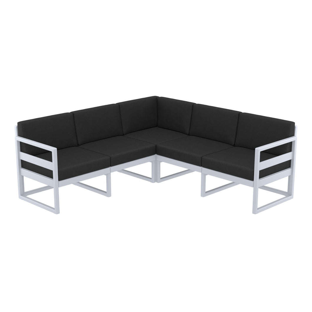 Mykonos Lounge Corner - Silver Grey with Black Cushions