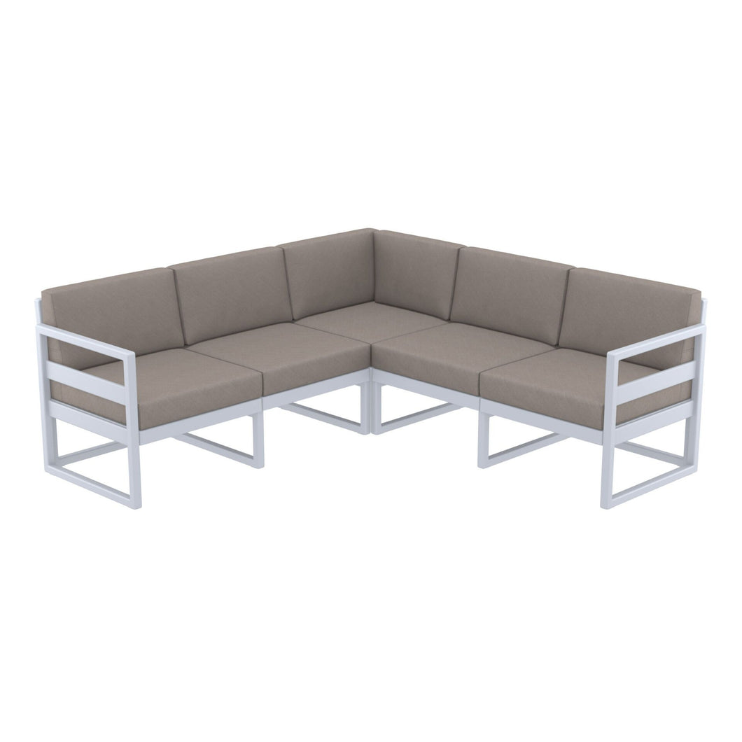 Mykonos Lounge Corner - Silver Grey with Brown Cushions