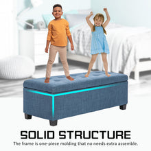 Load image into Gallery viewer, La Bella 102cm Dark Blue Storage Ottoman Stool Fabric
