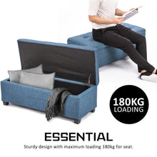 Load image into Gallery viewer, La Bella 102cm Dark Blue Storage Ottoman Stool Fabric
