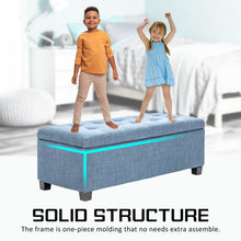 Load image into Gallery viewer, La Bella 102cm Light Grey Blue Storage Ottoman Stool Fabric
