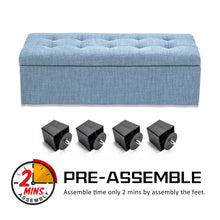 Load image into Gallery viewer, La Bella 102cm Light Grey Blue Storage Ottoman Stool Fabric
