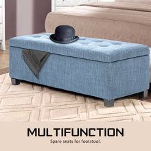 Load image into Gallery viewer, La Bella 102cm Light Grey Blue Storage Ottoman Stool Fabric

